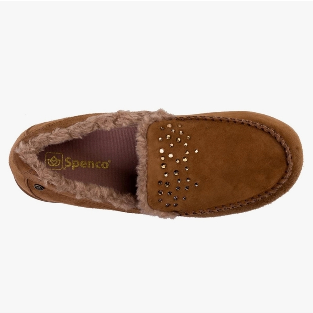 Waco Spenco Women's Balboa Rhinestone tan Print Slip On Slipper Shoes Size 5.5